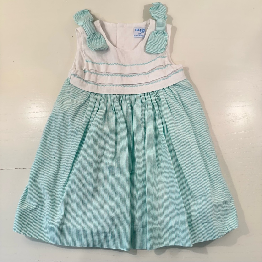 Luli & Me Mint Linen Dress 12M